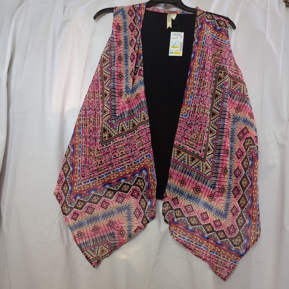 Charming Chenault Sleeveless Open Front Kimono Vest PL Multi Colors NWT USA Made - Picture 8 of 15